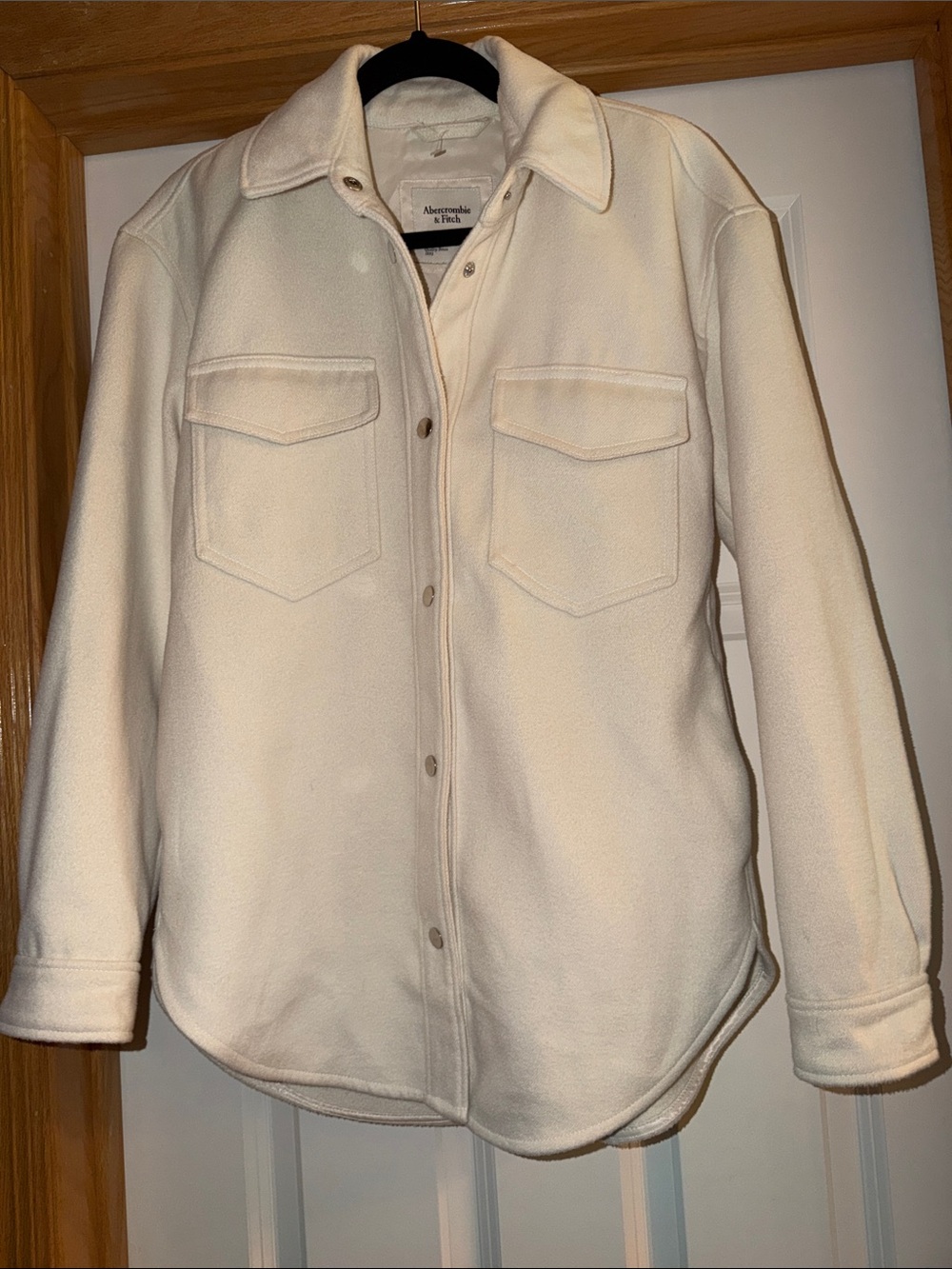 Abercrombie & Fitch Cream Snap-Front Shacket
